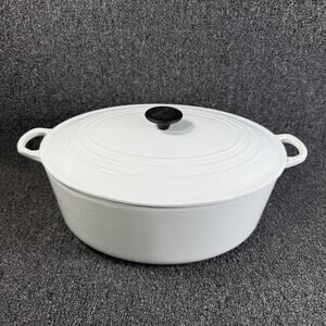 LE CREUSET France White 35 9.5 Qt Enamel Cast Iron Oval Dutch Oven